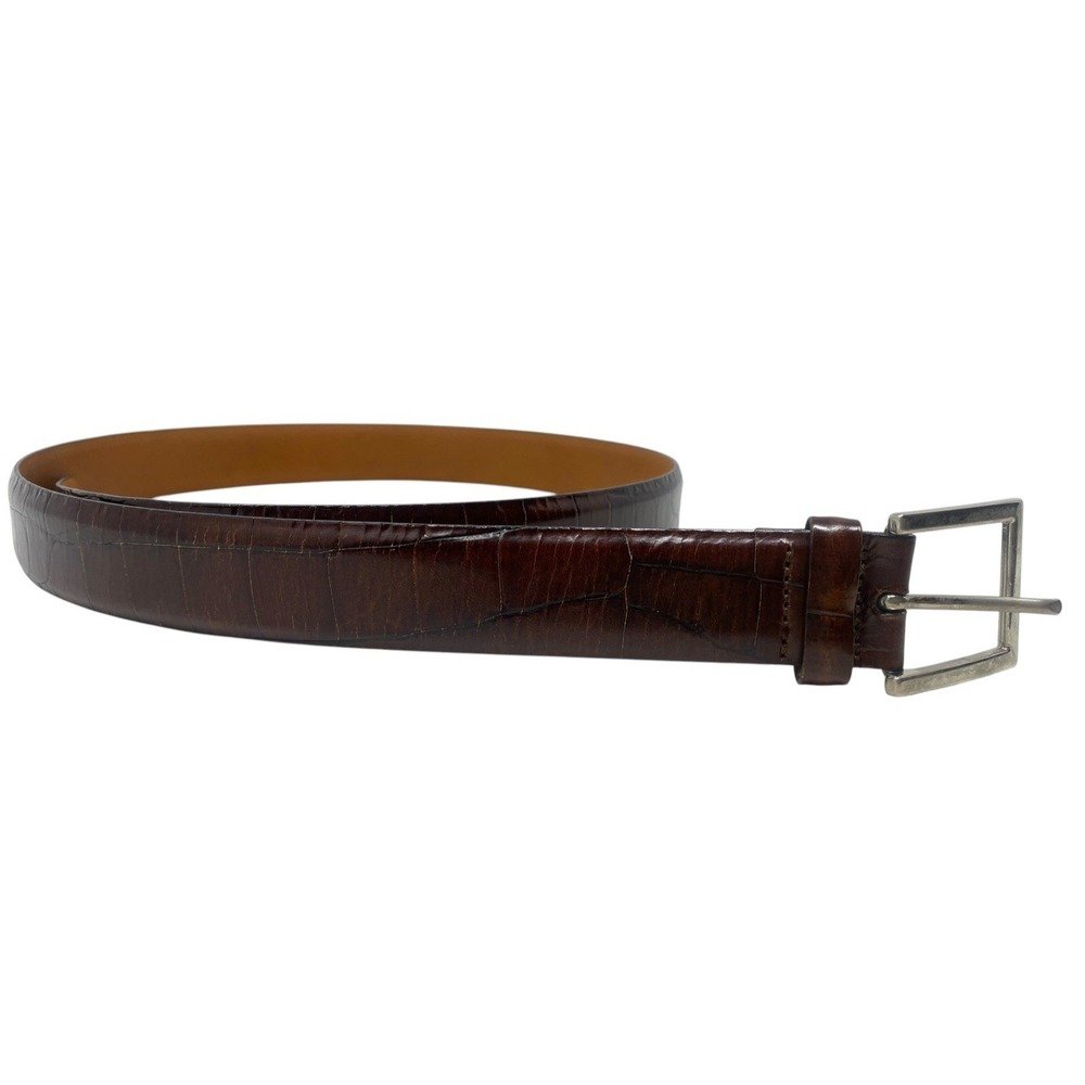 Trafalgar Men Cocnac Brown Gatro Print Dress Belt Size 36 Made in USA